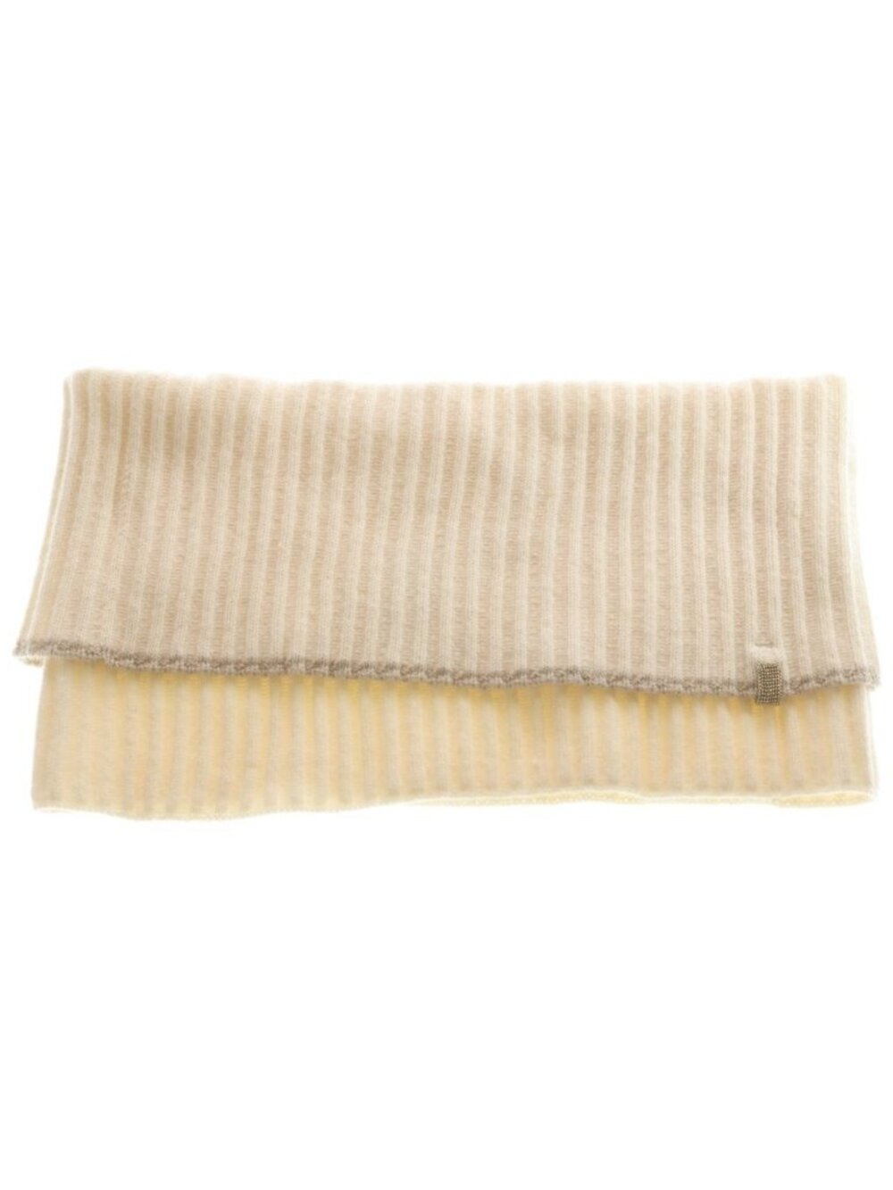 Brunello Cucinelli Cashmere Rib Knit Scarf Neck Warmer Ivory Sweater